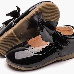 Black Baby Infant Girl Dress Bow Mary Jane Shoes